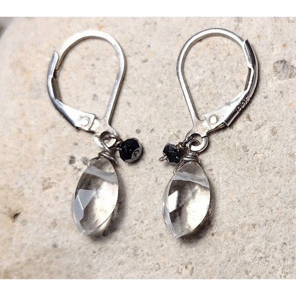 Rock Crystal .925 Sterling Silver Petite Leverback Earrings